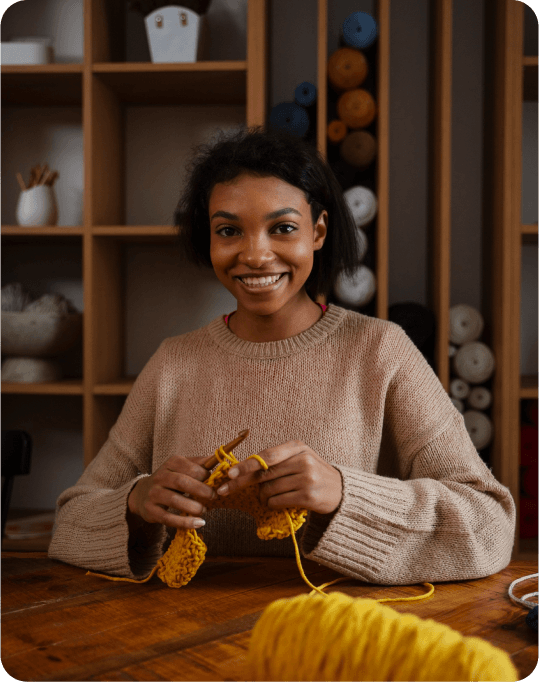 Woman knitting